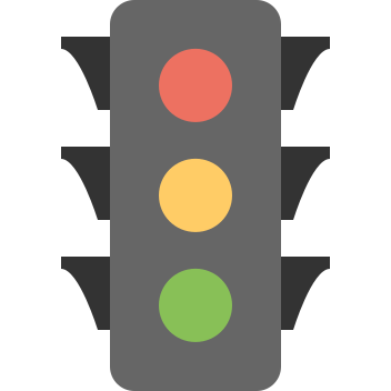 Green, red, yellow, traffic light icon